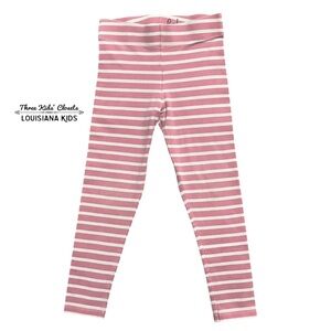 Mini Boden 5-6Y Light Pink & White Striped Leggings
